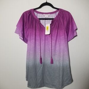Allison Daley Purple and Gray Ombre Blouse